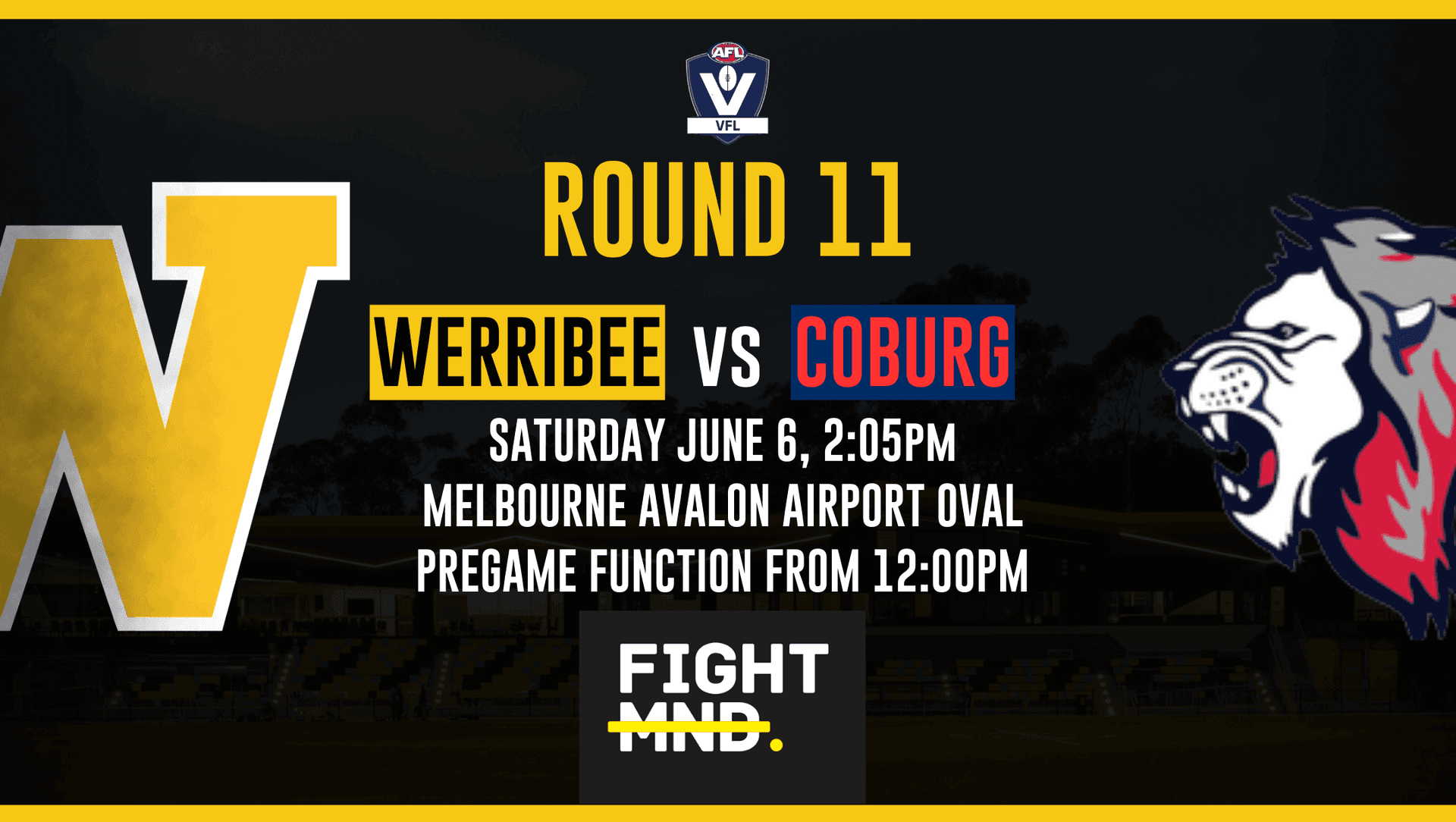 VFL 2026 Round 11 Match Day Function: Werribee vs. Coburg