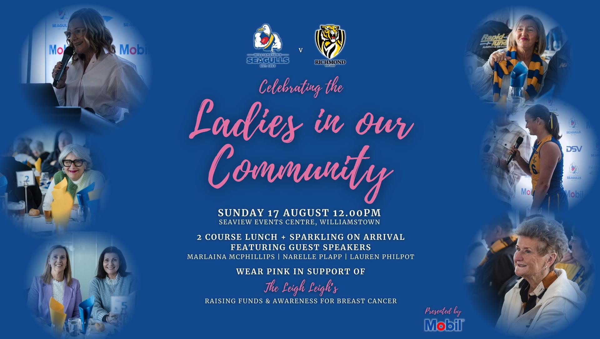 2025 VFL - Round 21 - Williamstown v Richmond Ladies in our Community Lunch 2025 VFL - Round 21 - Williamstown v Richmond Ladies in our Community Lunch