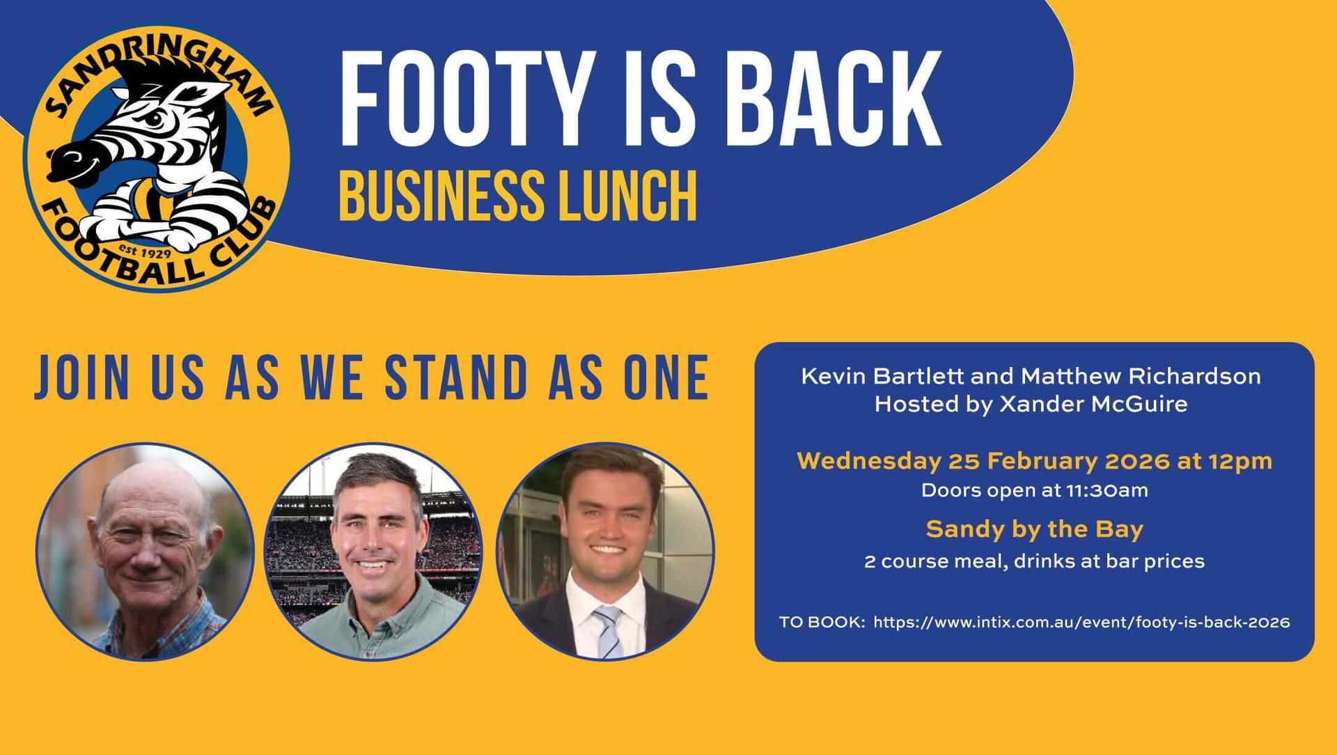 Footy is Back Business Lunch Footy is Back Business Lunch