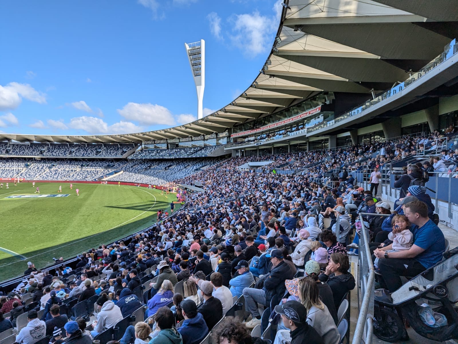 Crowd in the stands at Kardinia Park, Geelong